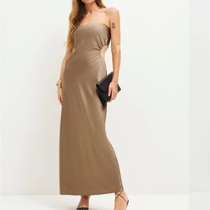 Reformation Nevaeh Satin Dress in Chanterelle